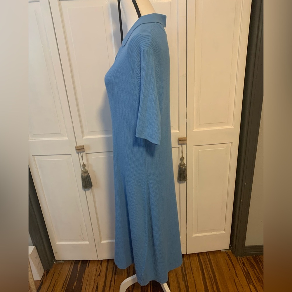 Blue Ribbed Midi Dress - Picture 4 of 6